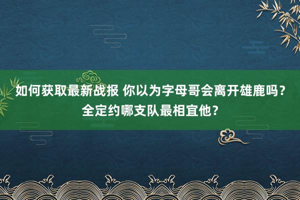 如何获取最新战报 你以为字母哥会离开雄鹿吗？全定约哪支队最相宜他？