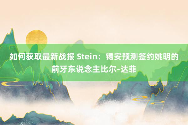 如何获取最新战报 Stein：锡安预测签约姚明的前牙东说念主比尔-达菲