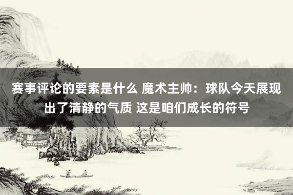 赛事评论的要素是什么 魔术主帅：球队今天展现出了清静的气质 这是咱们成长的符号