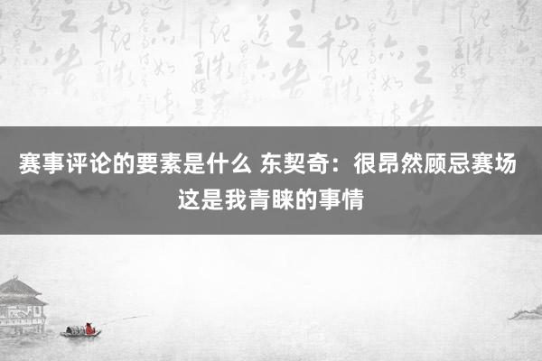 赛事评论的要素是什么 东契奇：很昂然顾忌赛场 这是我青睐的事情