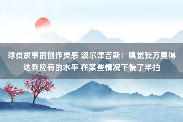 球员故事的创作灵感 波尔津吉斯：嗅觉我方莫得达到应有的水平 在某些情况下慢了半拍