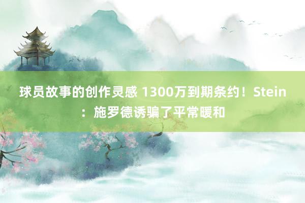 球员故事的创作灵感 1300万到期条约！Stein：施罗德诱骗了平常暖和