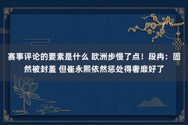 赛事评论的要素是什么 欧洲步慢了点！段冉：固然被封盖 但崔永熙依然惩处得奢靡好了