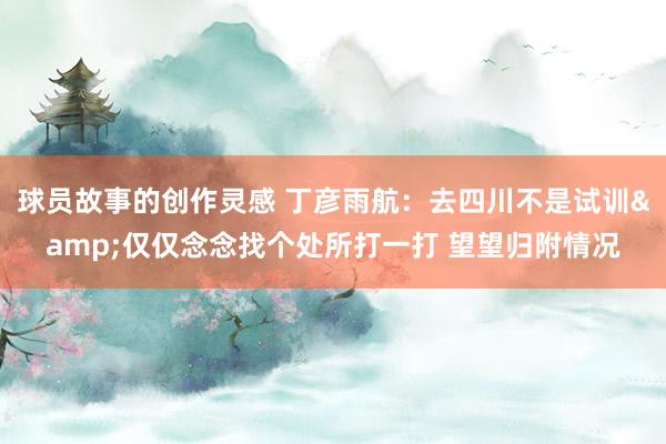 球员故事的创作灵感 丁彦雨航：去四川不是试训&仅仅念念找个处所打一打 望望归附情况