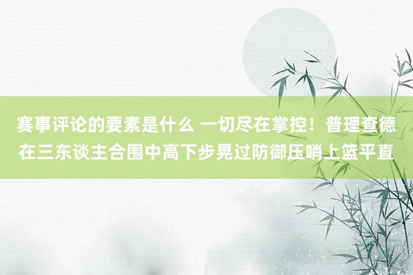 赛事评论的要素是什么 一切尽在掌控！普理查德在三东谈主合围中高下步晃过防御压哨上篮平直