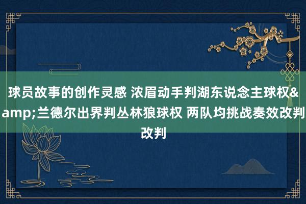 球员故事的创作灵感 浓眉动手判湖东说念主球权&兰德尔出界判丛林狼球权 两队均挑战奏效改判