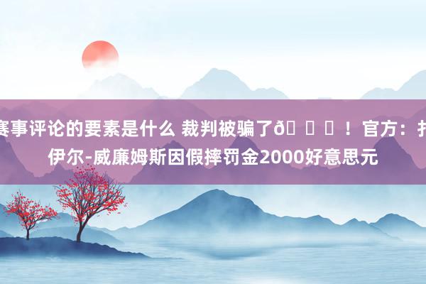 赛事评论的要素是什么 裁判被骗了😅！官方：扎伊尔-威廉姆斯因假摔罚金2000好意思元